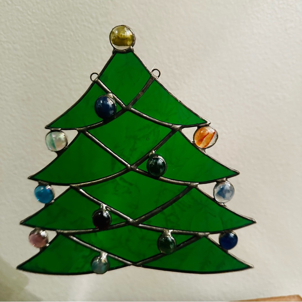 Christmas Tree‎ Stained Glass Ornament 8"
Colored Stones Collectible Ornaments